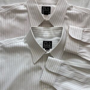 Jos. A. Bank Men's White Traveler Button Down Striped Shirts 16.5-32 LOT OF 2